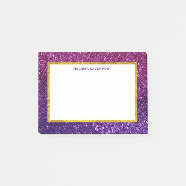 Pink & Purple Sparkling Glitter Gemstones Post-it Notes (Front)