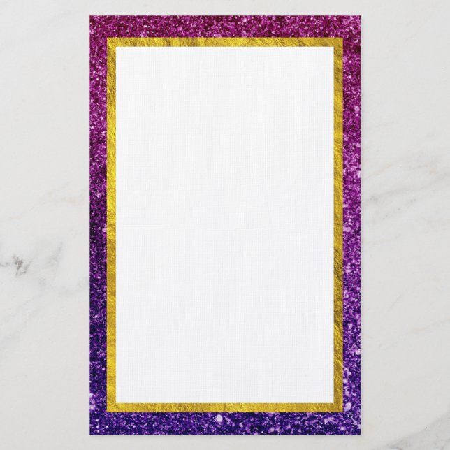 Pink & Purple Sparkling Glitter Gemstones Stationery (Front)