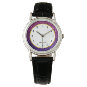 Pink & Purple Sparkling Glitter Gemstones Watch