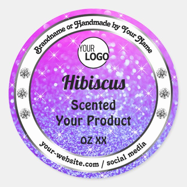 Pink Purple Sparkling Glitter Product Labels Logo (Front)