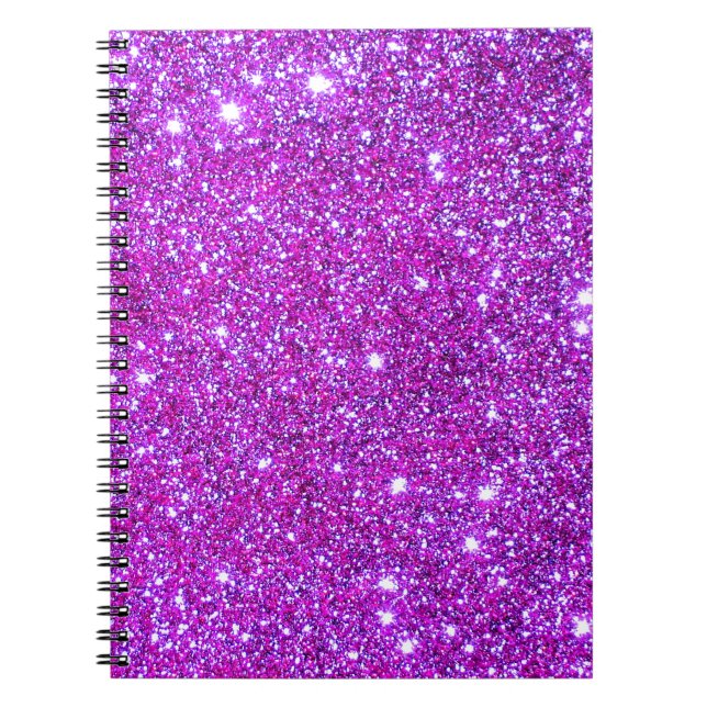 Pink Purple Sparkly Glam Glitter Designer Notebook (Front)