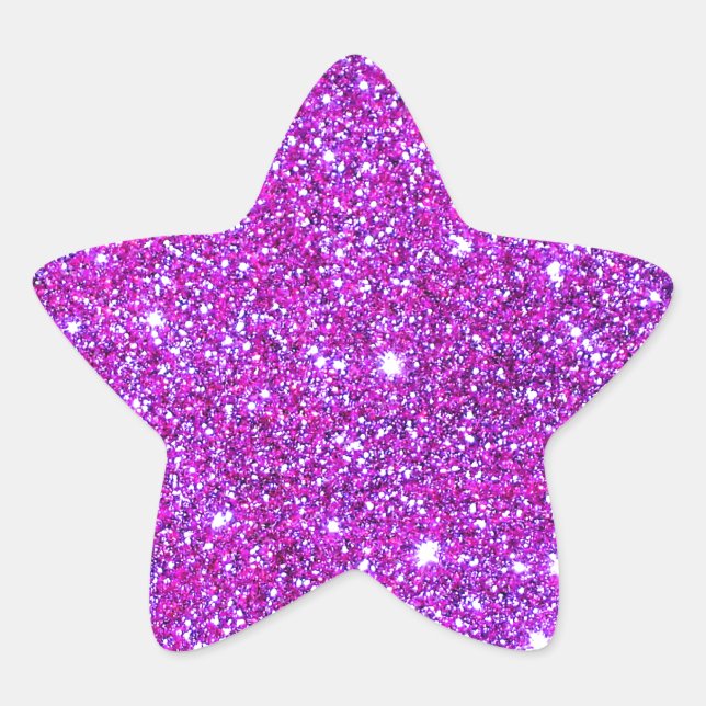 Pink Purple Sparkly Glam Glitter Designer Star Sticker (Front)