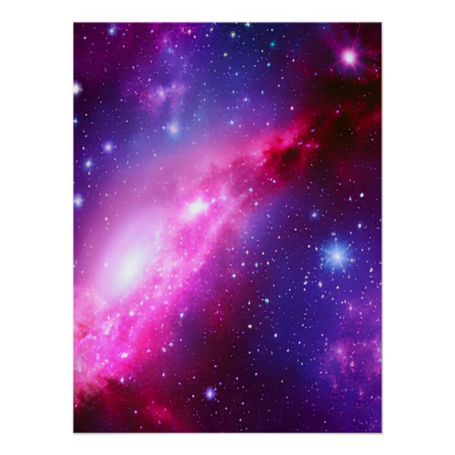 Pink Purple Spiral Galaxy Glossy Poster (Front)