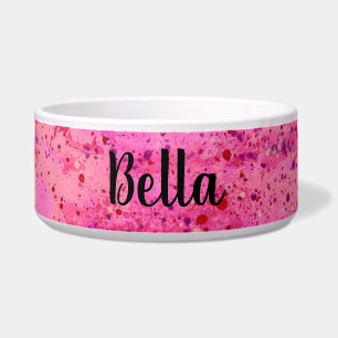 Pink Purple Splatter Abstract Ceramic Pet Bowl