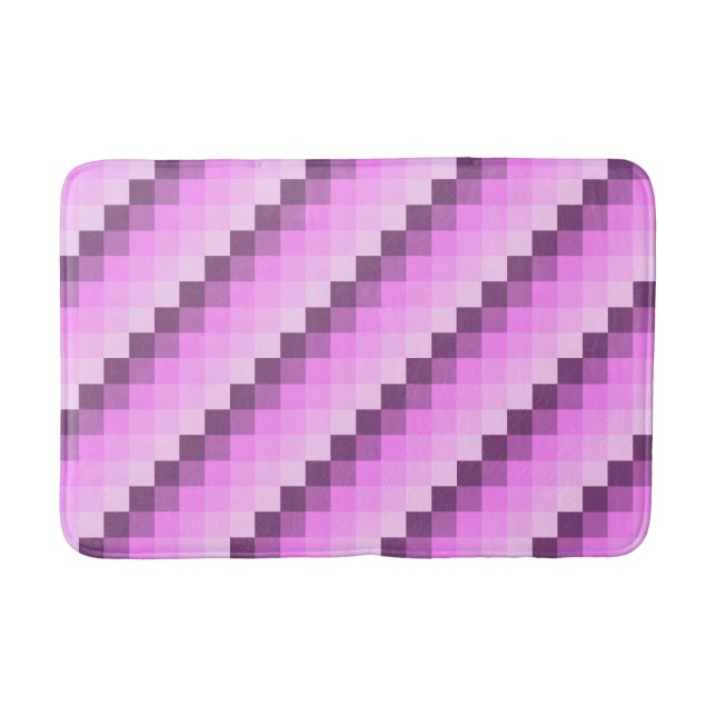 Pink & Purple Squares Bath Mat (Front)
