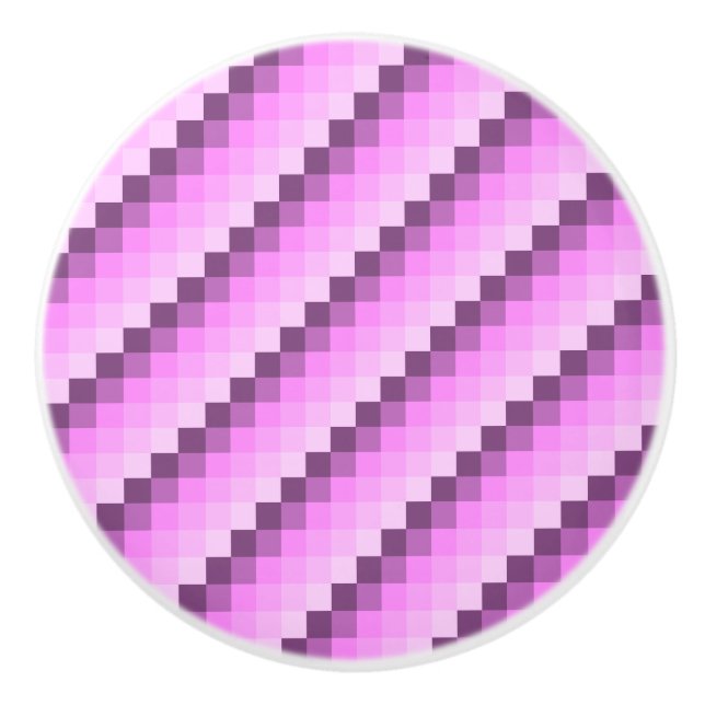 Pink & Purple Squares Ceramic Knob (Front)