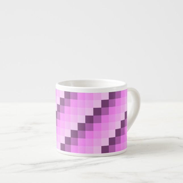 Pink & Purple Squares Espresso Cup (Front Right)