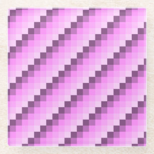 Pink & Purple Squares Glass Coaster