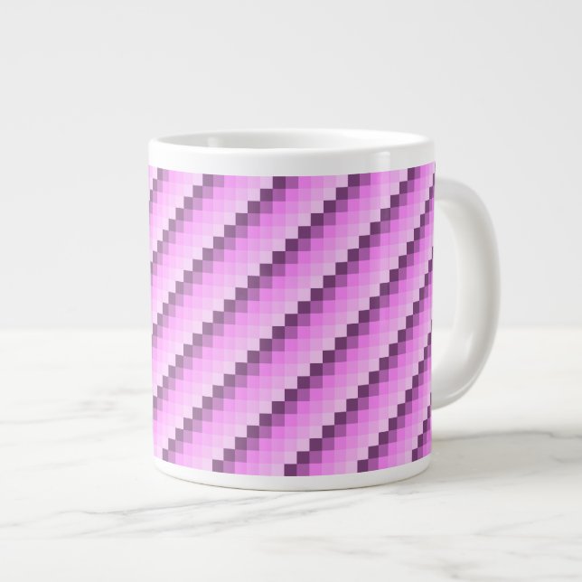Pink & Purple Squares Large Coffee Mug (Front Right)