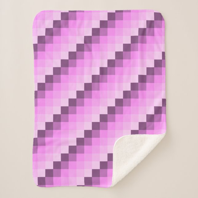 Pink & Purple Squares Sherpa Blanket (Front)