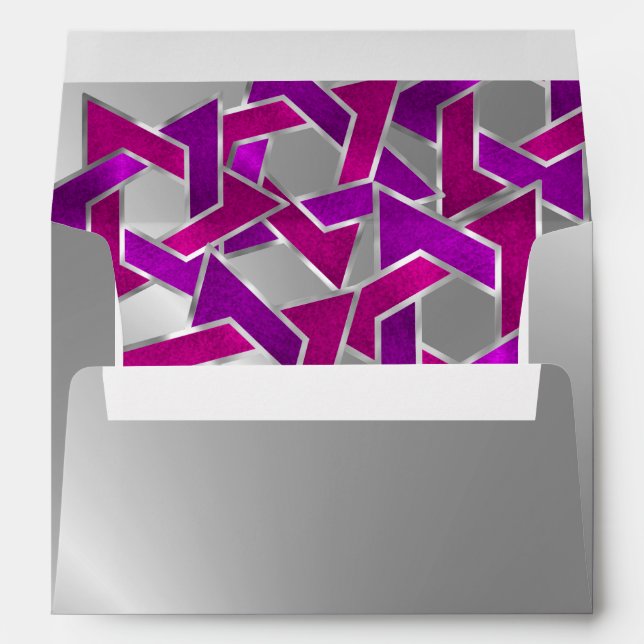 Pink Purple Star of David Silver Envelopes (Back (Bottom))
