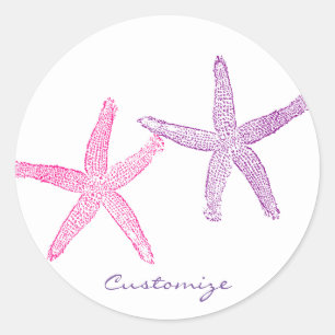 Pink Purple Starfish Thunder_Cove Classic Round Sticker
