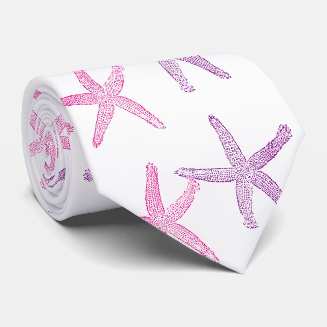 Pink Purple Starfish Thunder_Cove Tie (Rolled)