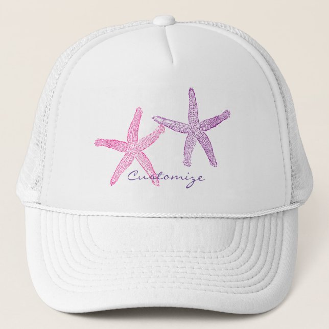 Pink Purple Starfish Thunder_Cove Trucker Hat (Front)