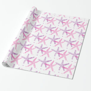 Pink Purple Starfish Thunder_Cove Wrapping Paper
