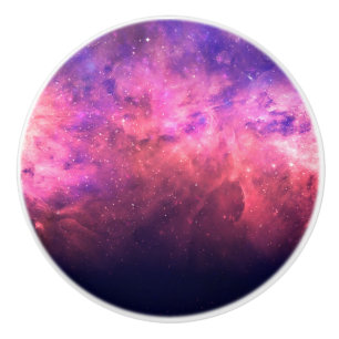 Pink Purple Starry Sky Cosmic Galaxy Sky Fire Glow Ceramic Knob