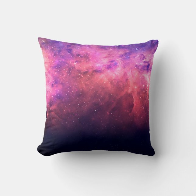 Pink Purple Starry Sky Cosmic Galaxy Sky Fire Glow Cushion (Front)