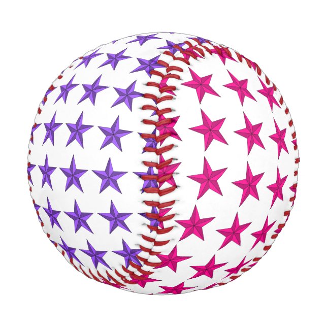 Pink Purple Stars Baseball (Angled)