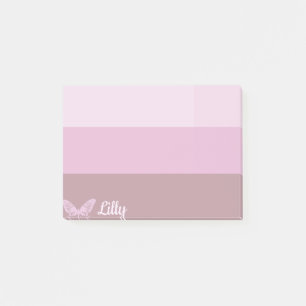 Pink Purple Striped Butterfly Custom Post-it Notes