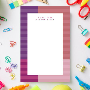 Pink purple striped frame fun cute personalised stationery