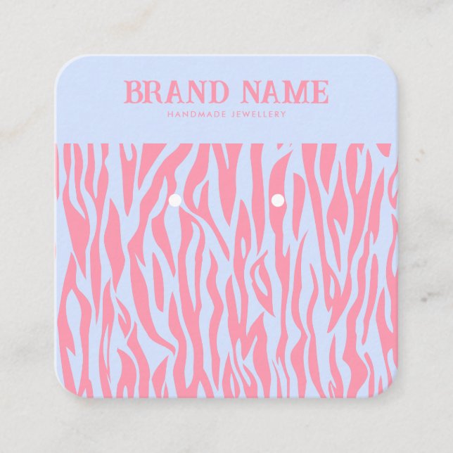 Pink Purple Striped Modern Earrings Display Card (Front)