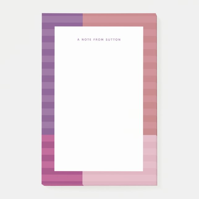 Pink purple stripes colourful frame personalised post-it notes (Front)