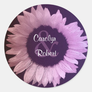 Pink Purple Sunflower Wedding Sticker