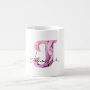 Pink Purple Sweater Letter J Names Coffee Mug