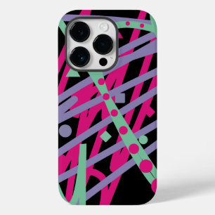 Pink Purple Teal Dots Lines 80s Colourful Pattern Case-Mate iPhone 14 Pro Case