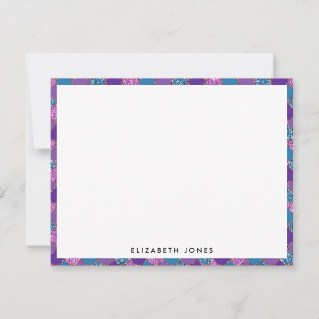 Pink Purple Teal Glitter Sparkle Mermaid Scales Card (Front)