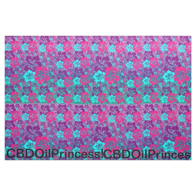 PINK, PURPLE & TEAL HIBISCUS!  PIMA COTTON! FABRIC (Yard)