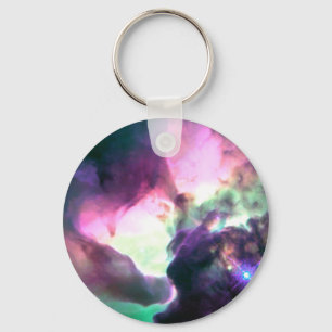 Pink Purple Teal Nebula Key Ring