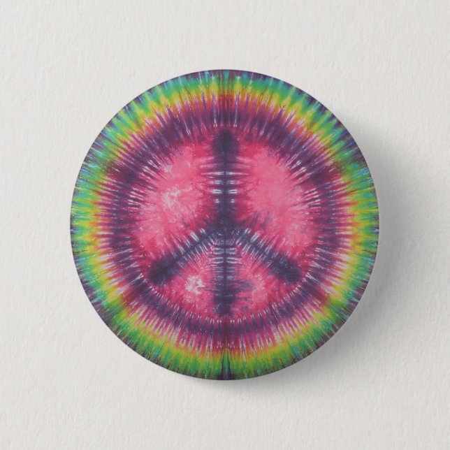 Pink & Purple Tie Dye Peace Sign Flair Button (Front)