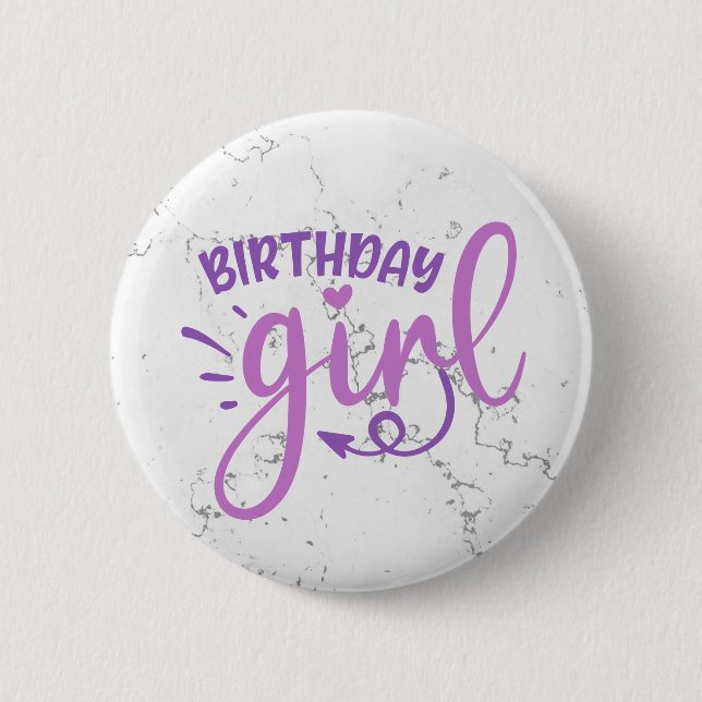 Pink Purple Trendy Birthday Girl 6 Cm Round Badge (Front)