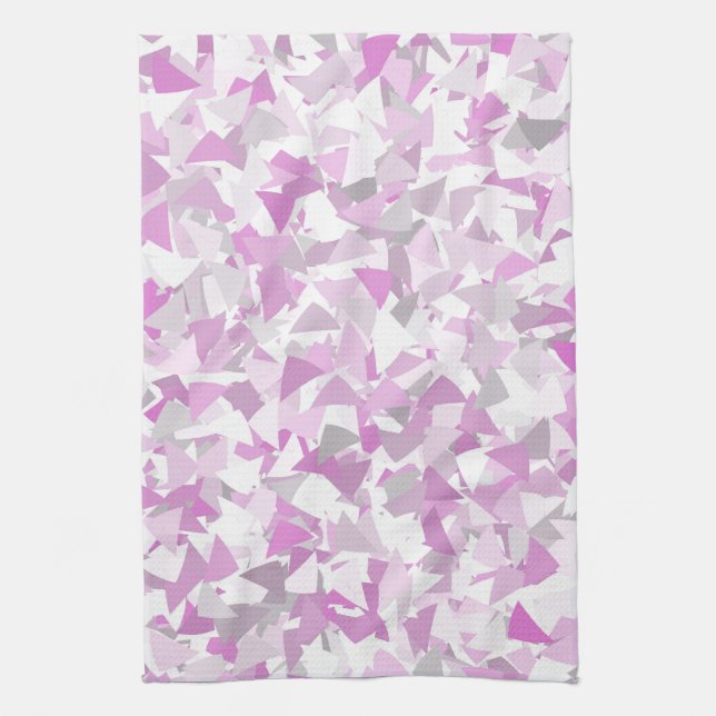 Pink Purple Triangle Pattern Tea Towel (Vertical)