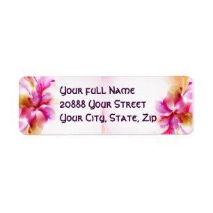 Pink,  purple tropical flower Return Adress Label
