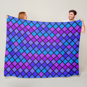 Pink Purple Turquoise Mosiac Fleece Blanket