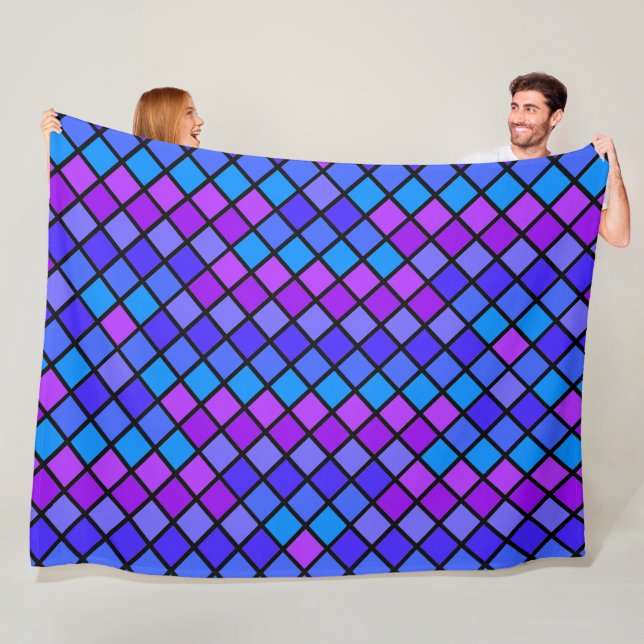 Pink Purple Turquoise Mosiac Fleece Blanket (In Situ)
