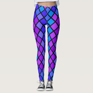 Pink Purple Turquoise Mosiac Leggings