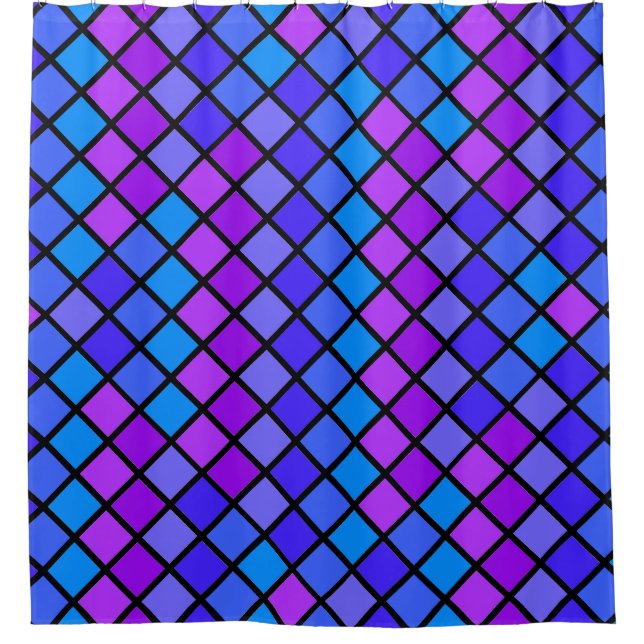 Pink Purple Turquoise Mosiac Shower Curtain (Front)