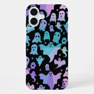 PINK PURPLE TURQUOISE OMBRE HALLOWEEN GHOSTS iPhone 16 PLUS CASE