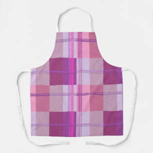 Pink Purple Twill Plaid Apron Kitchen Baking