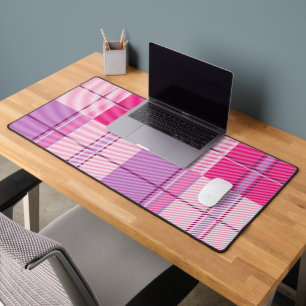 Pink Purple Twill Plaid Desk Mat Extra Large