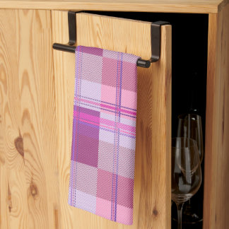 Pink Purple Twill Plaid Kitchen Towel Dish Cloth
