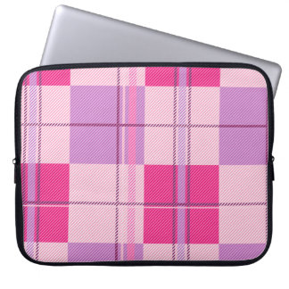 Pink Purple Twill Plaid Laptop Sleeve Bag Case