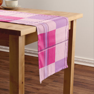Pink Purple Twill Plaid Table Runner Party Decor