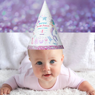 Pink Purple Under The Sea Girl Mermaid Birthday Party Hat