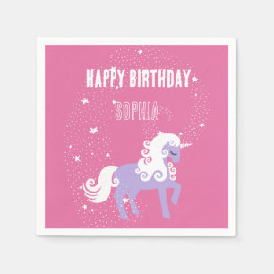 Pink Purple Unicorn Birthday Napkin