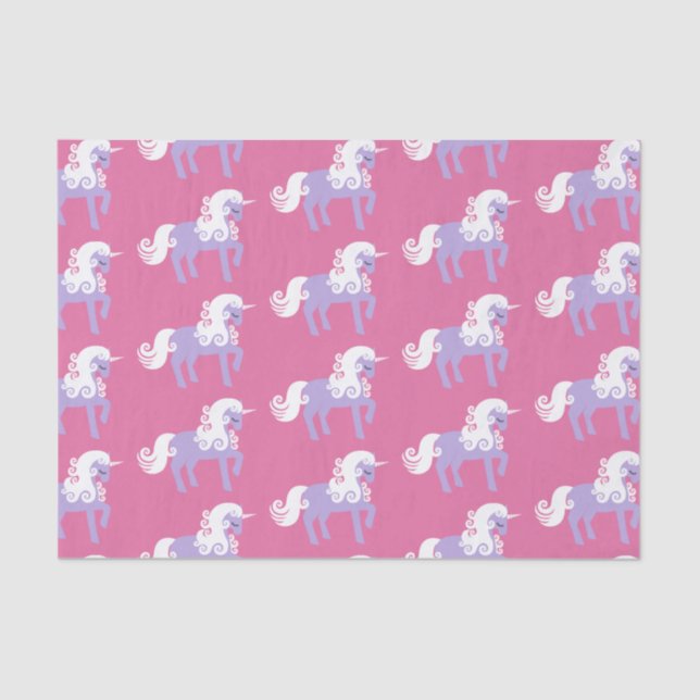 Pink Purple Unicorn Birthday Tissue Paper (Front)