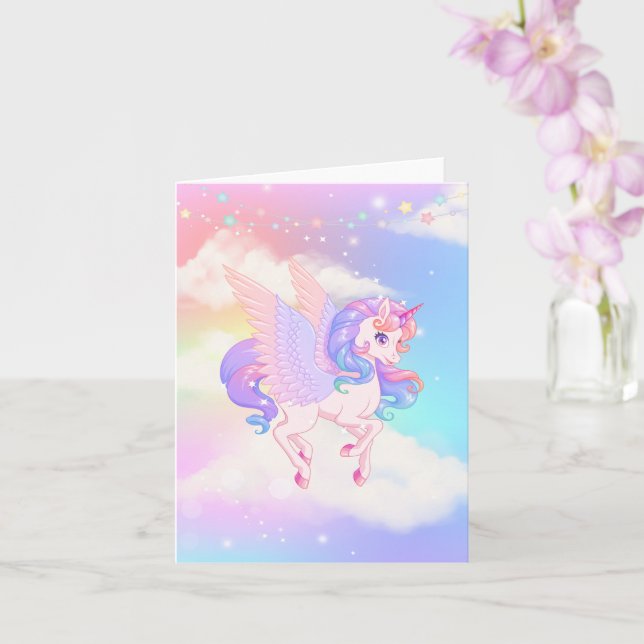 Pink Purple Unicorn  Card (Orchid)